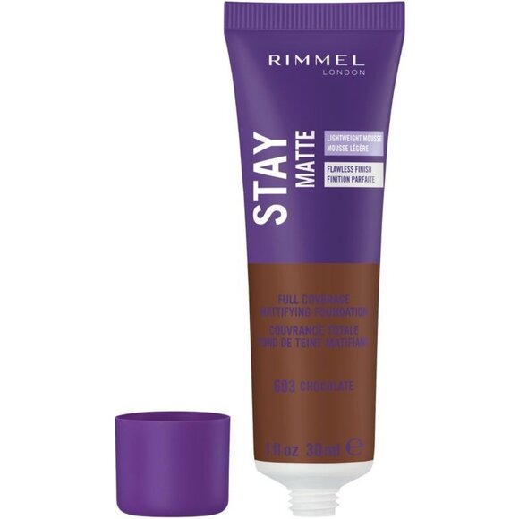 Rimmel London 603 Chocolate Stay Matte Foundation 1 fl oz 30 mL Full Coverage NW - Picture 1 of 4